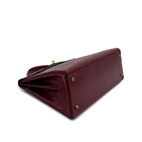 HERMES KELLY 32 SELLIER ROUGE H COUCHVEL HAND SHOULDER BAG 〇R GHW 90304698