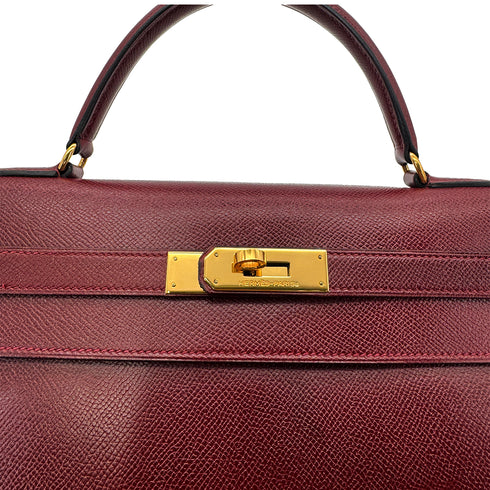 HERMES KELLY 32 SELLIER ROUGE H COUCHVEL HAND SHOULDER BAG 〇R GHW 90304698