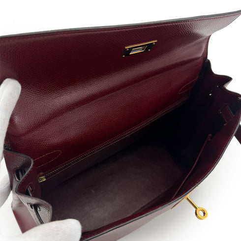HERMES KELLY 32 SELLIER ROUGE H COUCHVEL HAND SHOULDER BAG 〇R GHW 90304698