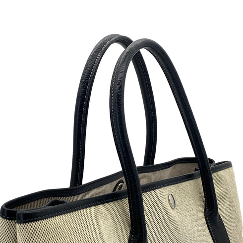 HERMES GARDEN PARTY 36 PM ECRU BLACK TOILE H TOTE BAG □J 90304711