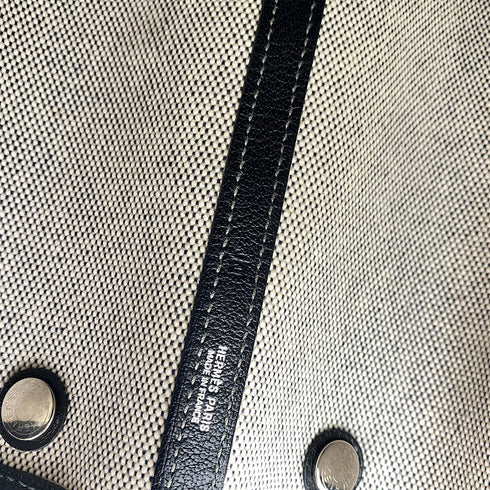 HERMES GARDEN PARTY 36 PM ECRU BLACK TOILE H TOTE BAG □J 90304711