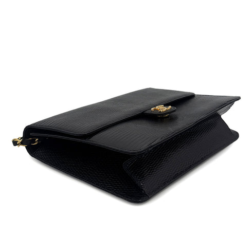 CHANEL VINTAGE CHAIN SHOULDER BAG BLACK LIZARD 90304712 - PURPOSE