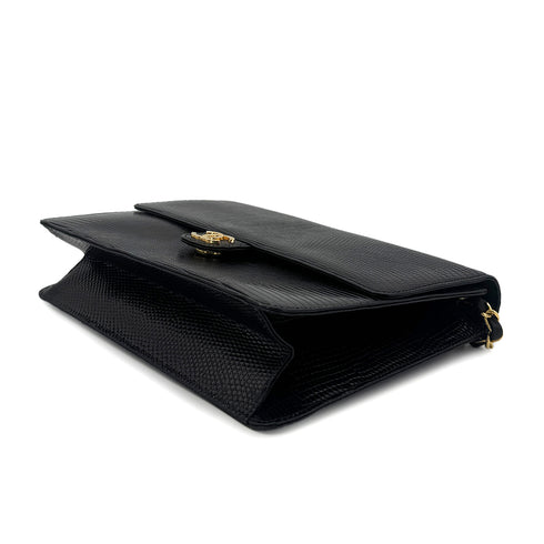 CHANEL VINTAGE CHAIN SHOULDER BAG BLACK LIZARD 90304712 - PURPOSE
