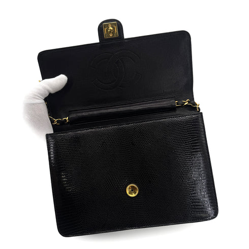 CHANEL VINTAGE CHAIN SHOULDER BAG BLACK LIZARD 90304712 - PURPOSE