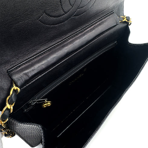 CHANEL VINTAGE CHAIN SHOULDER BAG BLACK LIZARD 90304712 - PURPOSE