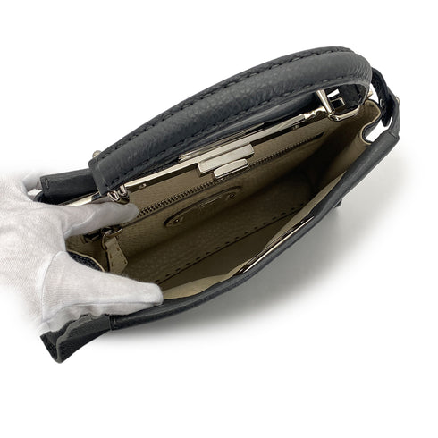 FENDI PEEKABOO REGULAR SELLERIA HAND SHOULDER BAG LEATHER DARK GRAY 8BN226 90304716