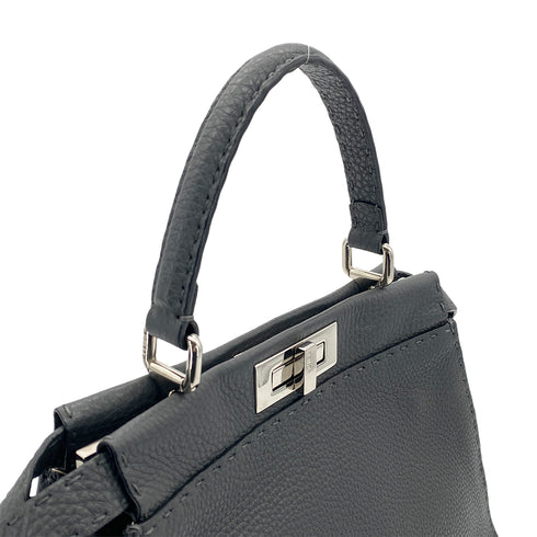 FENDI PEEKABOO REGULAR SELLERIA HAND SHOULDER BAG LEATHER DARK GRAY 8BN226 90304716