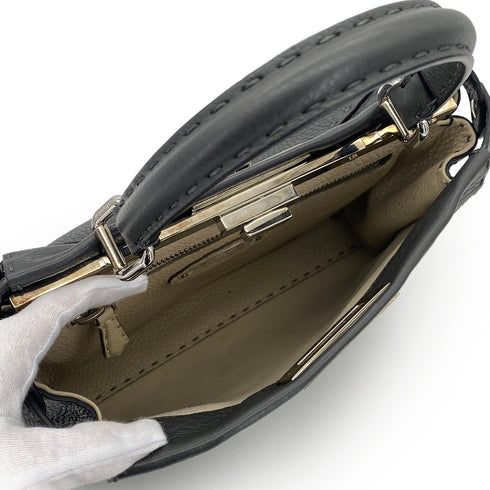 FENDI PEEKABOO REGULAR SELLERIA HAND SHOULDER BAG LEATHER DARK GRAY 8BN290 90304718