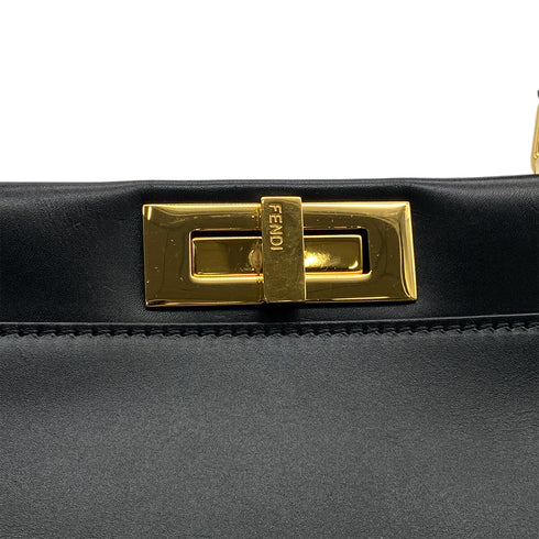 FENDI PEEKABOO REGULAR HAND SHOULDER BAG LEATHER BLACK 8BN226 90304719