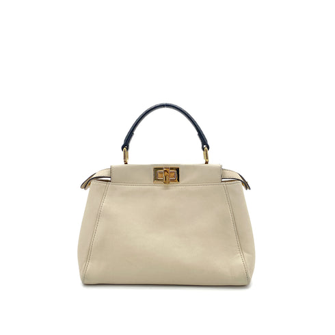 FENDI PEEKABOO MINI HAND SHOULDER BAG BEIGE LEATHER PYTHON 8BN244 90304722