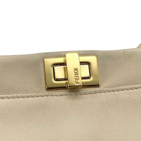 FENDI PEEKABOO MINI HAND SHOULDER BAG BEIGE LEATHER PYTHON 8BN244 90304722