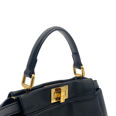 FENDI PEEKABOO MINI HAND SHOULDER BAG BLACK LEATHER 8BN244 90304723