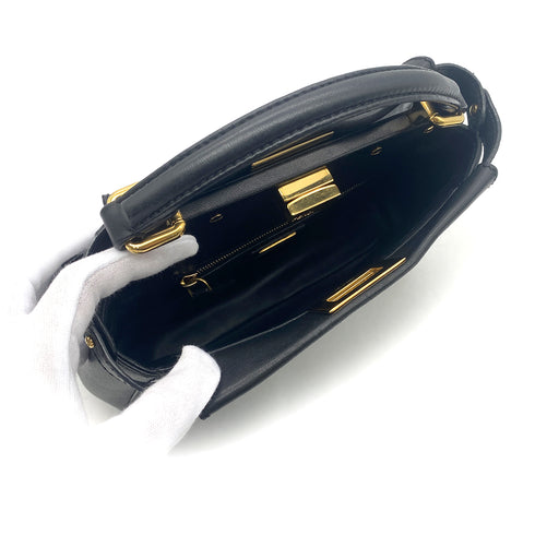 FENDI PEEKABOO MINI HAND SHOULDER BAG BLACK LEATHER 8BN244 90304723