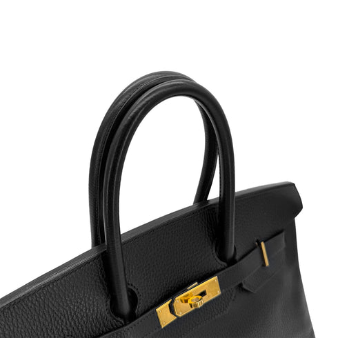 HERMES BIRKIN 35 BLACK ARDENNES HAND BAG □C GHW 90304727