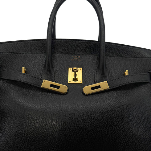 HERMES BIRKIN 35 BLACK ARDENNES HAND BAG □C GHW 90304727