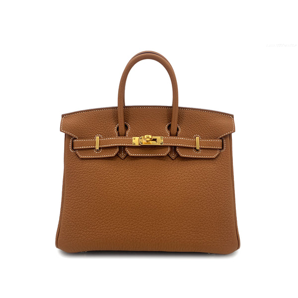HERMES BIRKIN 25 GOLD TAURILLON CLEMENCE HAND BAG B GHW 90304728