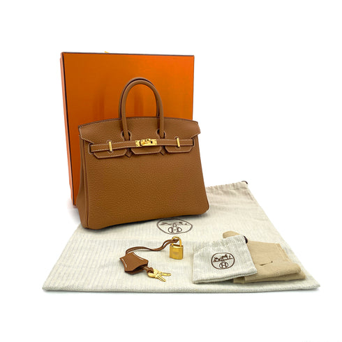 HERMES BIRKIN 25 GOLD TAURILLON CLEMENCE HAND BAG B GHW 90304728