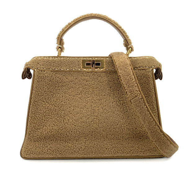 FENDI PEEKABOO ISEEU HAND SHOULDER BAG MOUTON BROWN 8BN328 90304729