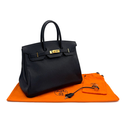 HERMES BIRKIN 35 BLACK TOGO HAND BAG □D GHW 90304730