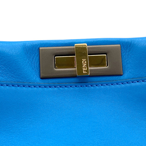 FENDI PEEKABOO REGULAR HAND SHOULDER BAG LEATHER BLUE 8BN290 90304732