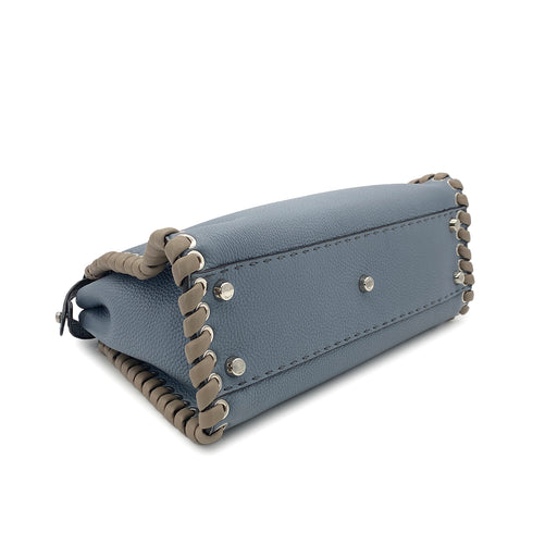 FENDI PEEKABOO REGULAR SELLERIA HAND SHOULDER BAG LEATHER BLUE GRAY 8BN290 90304733