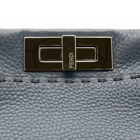 FENDI PEEKABOO REGULAR SELLERIA HAND SHOULDER BAG LEATHER BLUE GRAY 8BN290 90304733