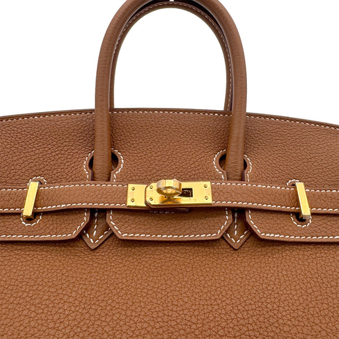 HERMES BIRKIN 25 GOLD TOGO HAND BAG U GHW 90304762