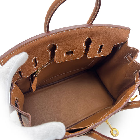 HERMES BIRKIN 25 GOLD TOGO HAND BAG U GHW 90304762