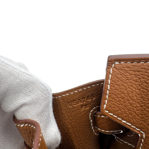 HERMES BIRKIN 25 GOLD TOGO HAND BAG U GHW 90304762