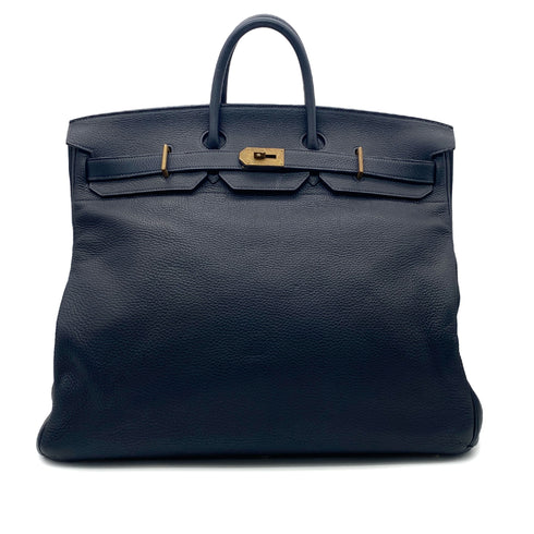 HERMES HAUT A COURROIES 50 BLUE INDIGO TOGO HAND BAG □E GHW 90304764