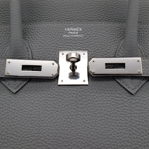 HERMES BIRKIN 35 VERSO GRIS MOUETTE BLUE AGATE TOGO HAND BAG A PHW 90304767 - PURPOSE