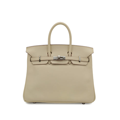 HERMES BIRKIN 25 PARCHEMIN VEAU SWIFT HAND BAG □L PHW 90304768