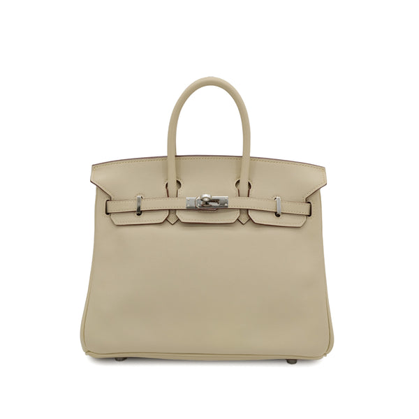 HERMES BIRKIN 25 PARCHEMIN VEAU SWIFT HAND BAG □L PHW 90304768