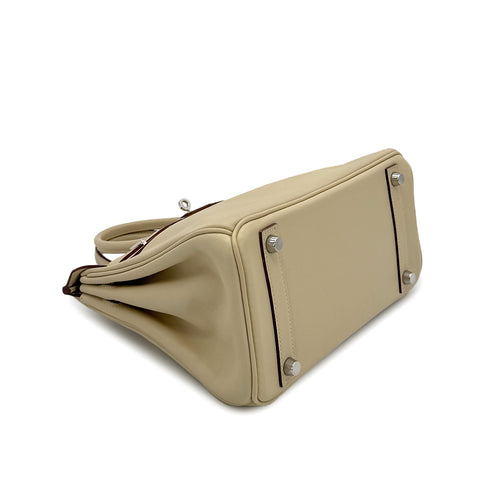 HERMES BIRKIN 25 PARCHEMIN VEAU SWIFT HAND BAG □L PHW 90304768