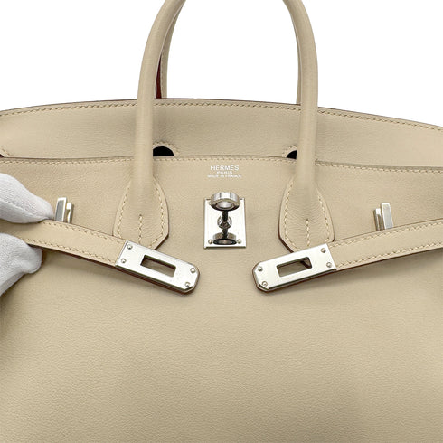 HERMES BIRKIN 25 PARCHEMIN VEAU SWIFT HAND BAG □L PHW 90304768