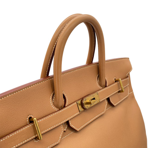 HERMES HAUT A COURROIES 45 NATUREL COUCHEVEL HAND BAG □D GHW 90304769