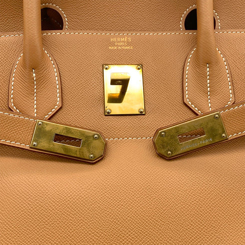 HERMES HAUT A COURROIES 45 NATUREL COUCHEVEL HAND BAG □D GHW 90304769