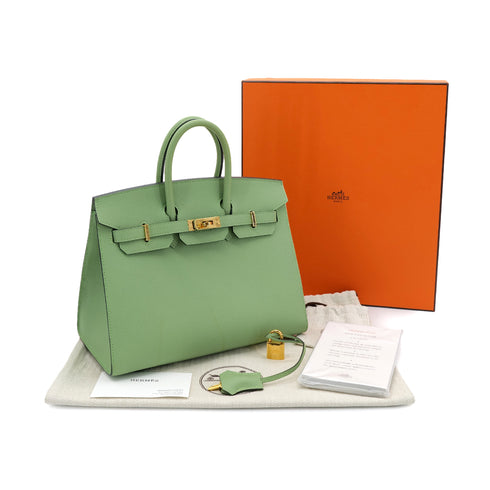 HERMES BIRKIN 25 SELLIER VERT CRIQUET VEAU EPSOM HAND BAG Y GHW 90304773 - PURPOSE