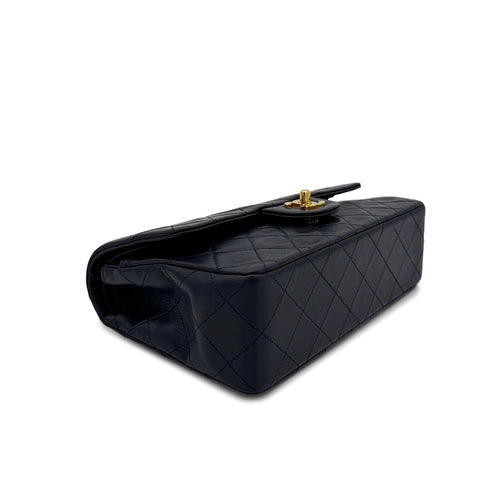 CHANEL VINTAGE CLASSIC FLAP SMALL CHAIN SHOULDER BAG NAVY LAMB SKIN 90304774