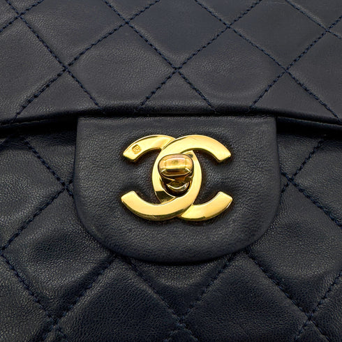 CHANEL VINTAGE CLASSIC FLAP SMALL CHAIN SHOULDER BAG NAVY LAMB SKIN 90304774