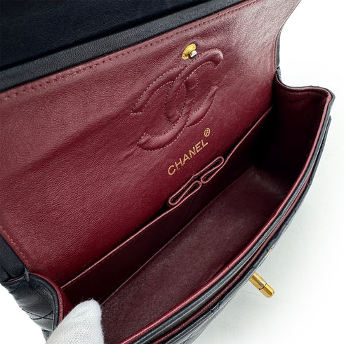 CHANEL VINTAGE CLASSIC FLAP SMALL CHAIN SHOULDER BAG NAVY LAMB SKIN 90304774