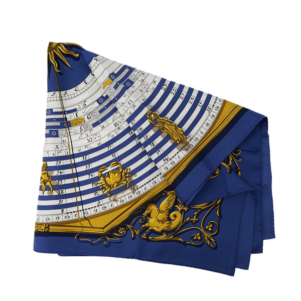 HERMES CARRE 90 DIES ET HORE SCARF SILK BLUE 90304776