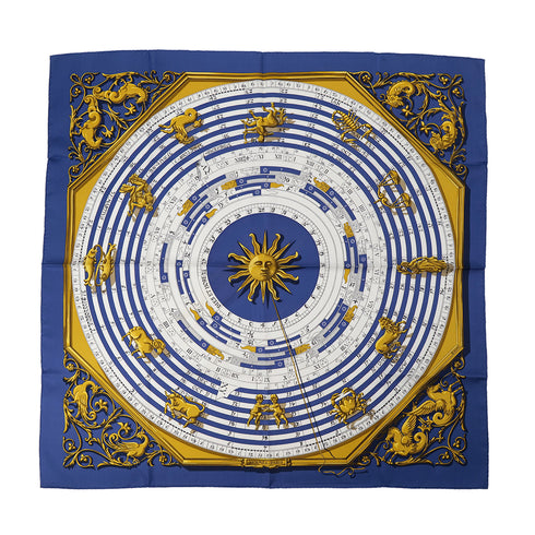 HERMES CARRE 90 DIES ET HORE SCARF SILK BLUE 90304776 - PURPOSE