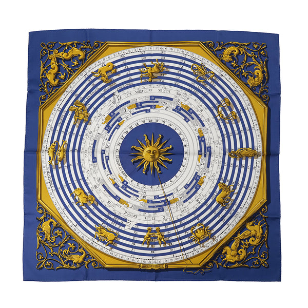 HERMES CARRE 90 DIES ET HORE SCARF SILK BLUE 90304776 - PURPOSE