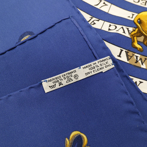 HERMES CARRE 90 DIES ET HORE SCARF SILK BLUE 90304776 - PURPOSE