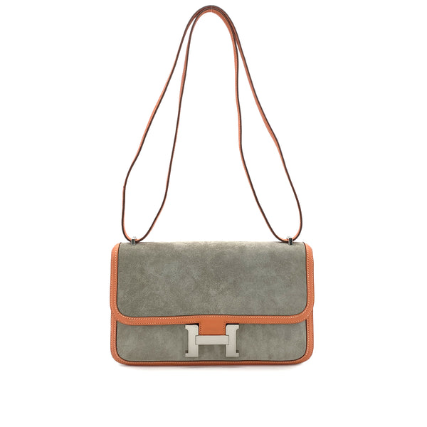 HERMES CONSTANCE ELAN GRIS PERLE CREVETTE DEBRIS SWIFT SHOULDER BAG □Q PHW 90304915