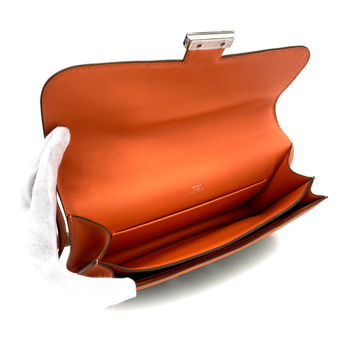 HERMES CONSTANCE ELAN GRIS PERLE CREVETTE DEBRIS SWIFT SHOULDER BAG □Q PHW 90304915