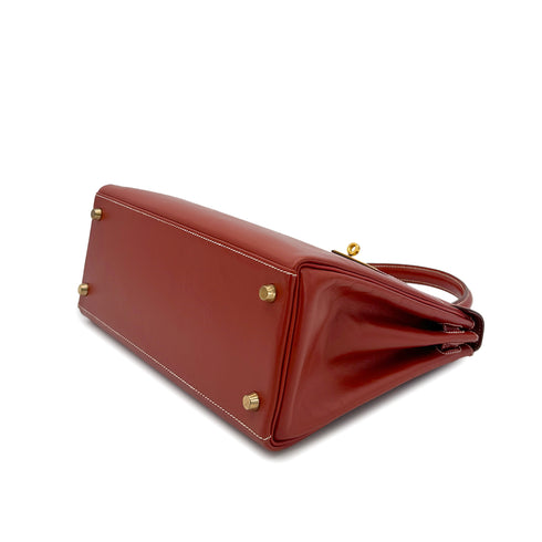 HERMES KELLY 28 RETOURNE BRICK BOX CALF HAND SHOULDER BAG 〇X GHW 90304917