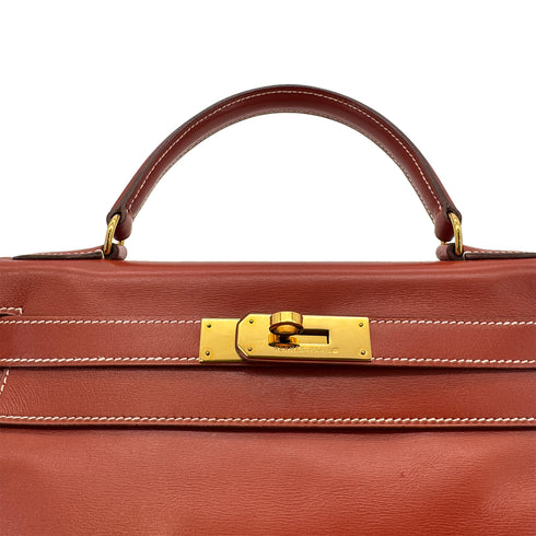 HERMES KELLY 28 RETOURNE BRICK BOX CALF HAND SHOULDER BAG 〇X GHW 90304917