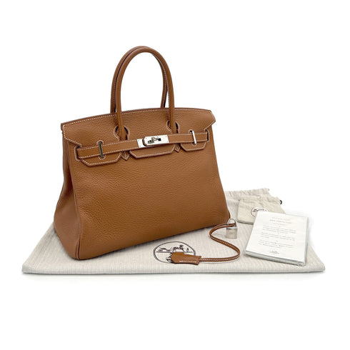 HERMES BIRKIN 30 GOLD TOGO HAND BAG □K GHW 90304919